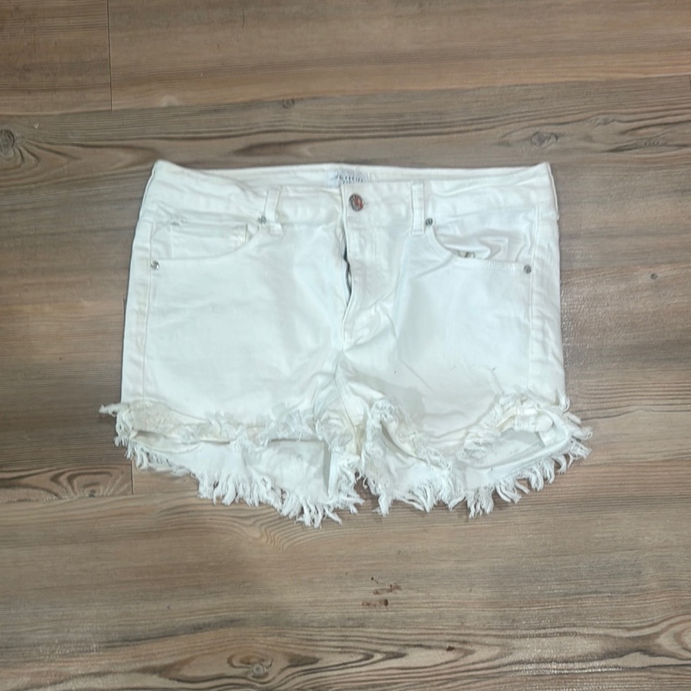 White Distressed Denim Shorts